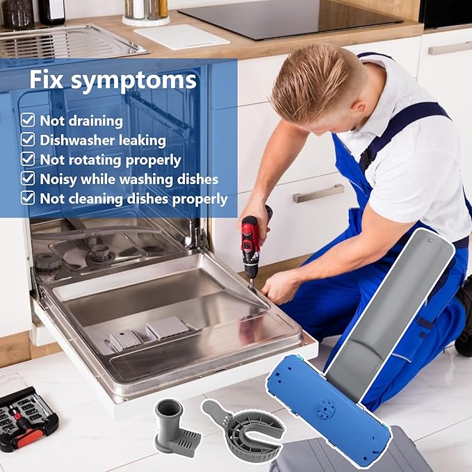 5304506660 Dishwashers Spray Lower Wash Arm Compatible for Frigidaire AP6038456 154830302 154830303 with 5304518968(154294101) Spray Arm Support, 5304506518(154252701) Trap Drain Filter Assembly