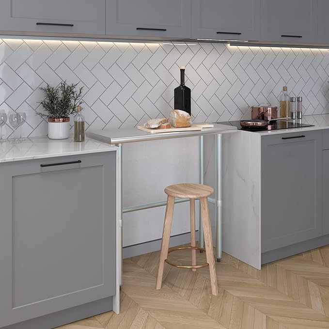 AmGood Stainless Steel Work Table Open Base | NSF Kitchen Island Food Prep | Laundry Garage Utility Bench (36" Long X 14" Deep)
