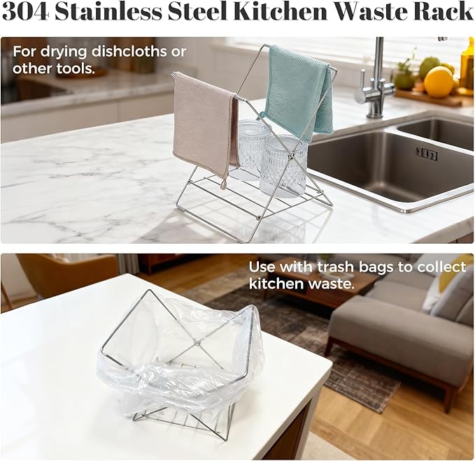 Expandable 2-in-1 Countertop & Sink Dish Drying Rack for Kitchen Counter, Stainless Steel Dish Drying Rack with Drain Board and Multi-Functional Kitchen Rack, Large Dish Rack Inside Sink