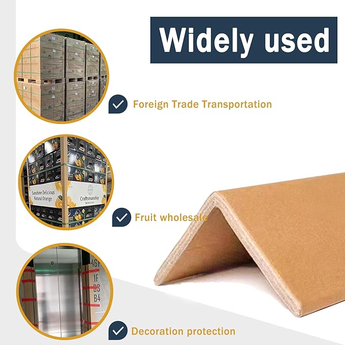 Cardboard Edge Protectors for Shipping - 2"W x 2"D x 48"L, Edge Protector, Pallet Corner Protectors, V-shape cardboard,Box Corner Protector,Packaging Edge Protectors,Brown,.12Ga - 60/Pack