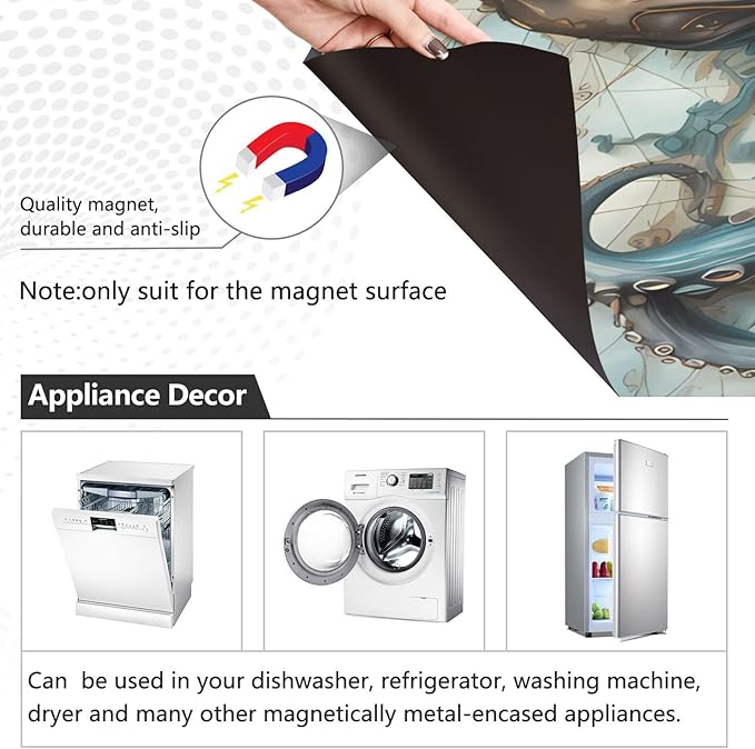 senya Dishwasher Magnet Cover Panel for The Front Octopus Map Dish Washer Door Sticker