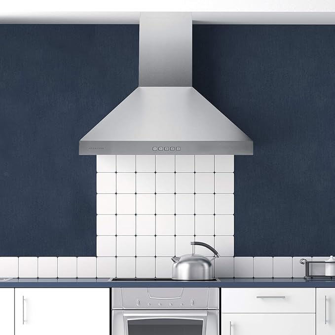Hauslane Wall Mount Range Hood 36 Inch, Pro Model, Stainless Steel Range Hood, Strong Suction, Changeable LED Lamps, 6” Duct or Ductless, Kitchen Hood Vent, Stove Hood Vent