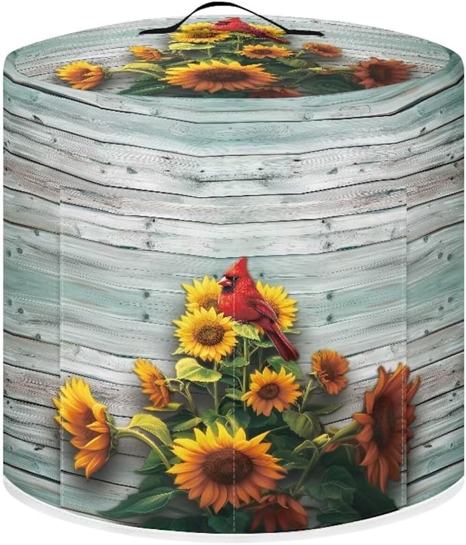 Xoenoiee Cardinal Bird Sunflower Print Kitchen Appliance Dust Cover with Pockets, Electric Pressure Cooker Cover for qt Compatible with Crock Pot, Rice Cooker Cover, for 3 Qt Pot