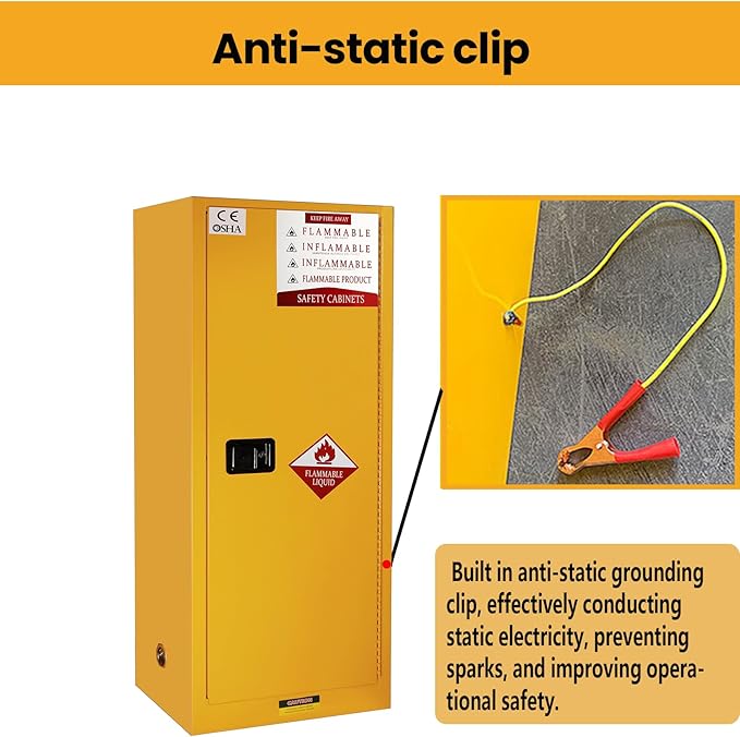 159 Gal Flammable Storage Cabinet for Laboratory , Double Alloy Steel Build with 3-Point Locking System, Designed for Lab Technicians and Safety Managers,Metal Hazardous Material Storage Cabinet