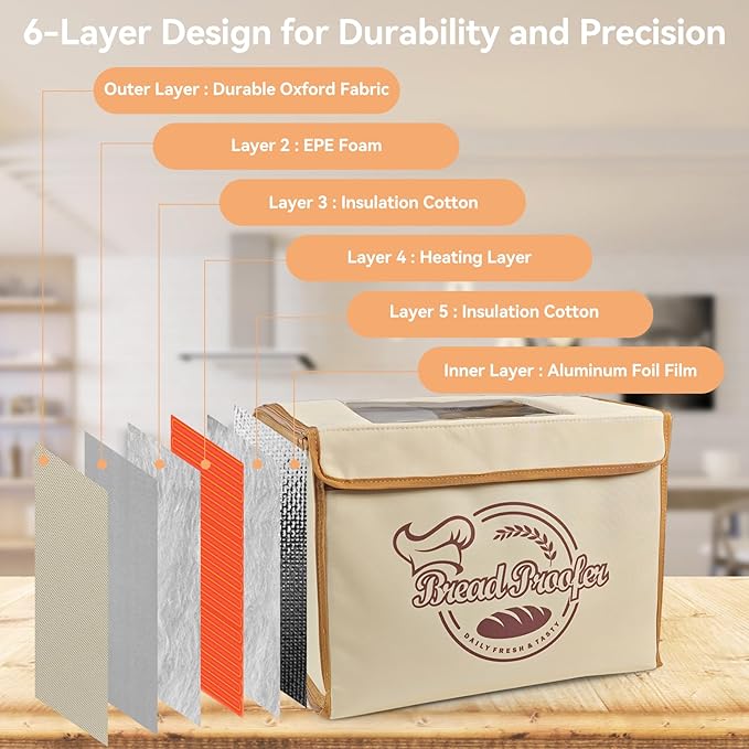Folding Bread Proofing Box with Digital Temp Controller & 99H Timer and Metal Rack Multi-tier Insulated Collapsible Proofers for Sourdough, Pizza, Bread Baking, Yogurt, Kombucha