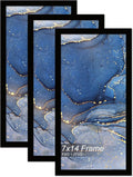 7x14 Picture Frame Set of 3, Black Frame for 7 x 14 Inch Picture Poster Photo, Light Weight and High Transparent 7 by 14 Frame for Wall - 3 Pack/Black/7"x14"