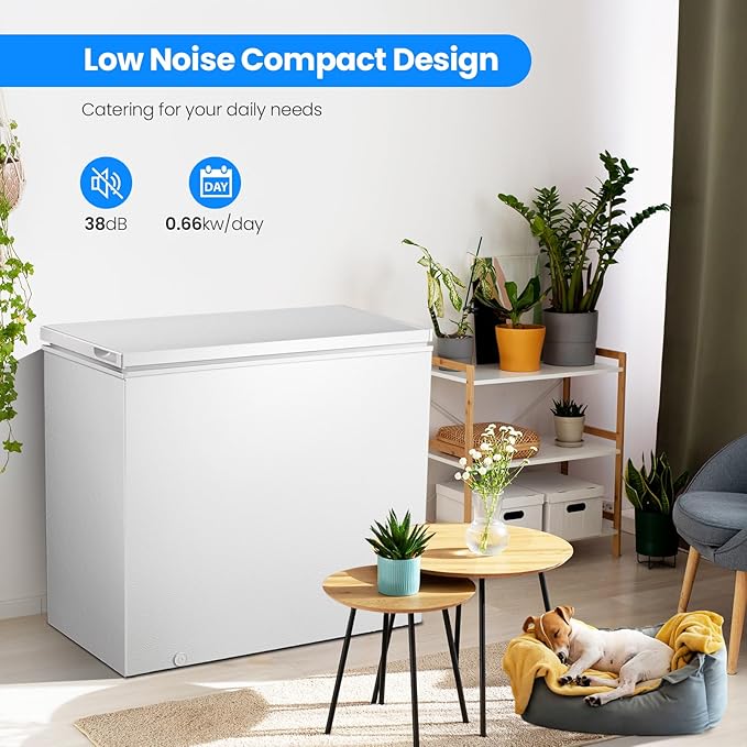 Kismile 7.0 Cubic Feet Chest Freezer with Removable Baskets Free Standing Top Open Door Compact Freezer with Adjustable Temperature for Home/Kitchen/Office/Bar (7.0 Cu.Ft, White)