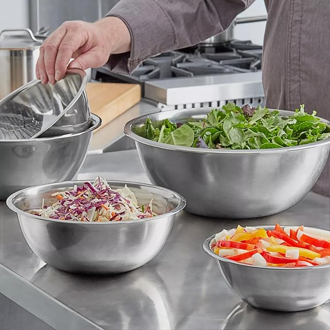 Stainless Steel 8 QT Mixing Bowl | Home & Commercial Quality | Flat Bottom | Cooking, Baking, Meal Prep [1PK]