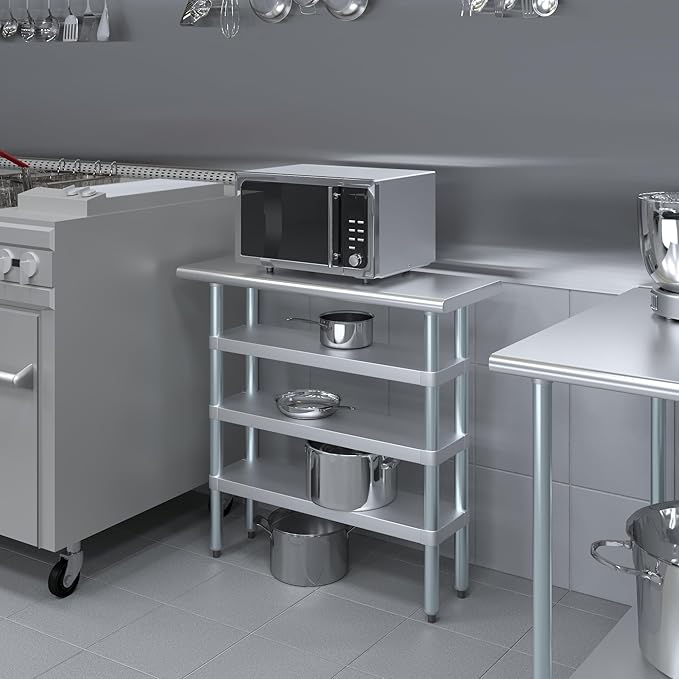 14 in. x 36 in. Stainless Steel Work Table with Three Bottom Shelves | NSF Kitchen Prep Table | Utitly Metal Table