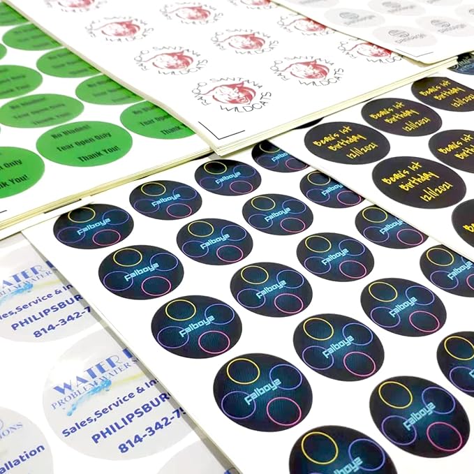 Custom 100-500 Stickers with Any Image Logo and Text. Personalized Labels for Business Logo, Thank You Notes (Square, 1 Inch)