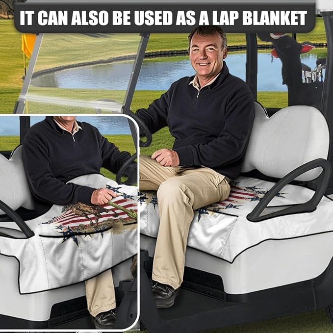 Golf Cart Seat Cushion Cover with Soft Towel Fabric and Waterproof Inner Layer, Designed to Protect Seats from Sweat, Dirt and Outdoor Wear