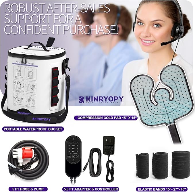 Cold Therapy Machine with Programmable Timer, Portable Ice Machine for Knee After Surgery, Knee Replacement Recovery System, Cryotherapy Pain Relief w/Compression Pad