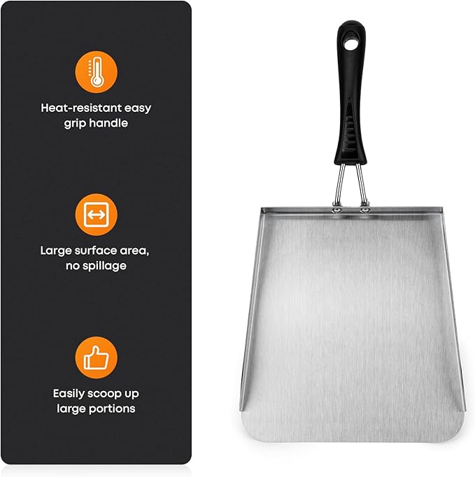 Stanbroil 2 Pack Smash Burger Spatula, Stainless Steel Griddle Food Mover, Large Griddle Scraper Food Shovel - Stir Fry Spatula, Fried Food Scoop, Hibachi Tools