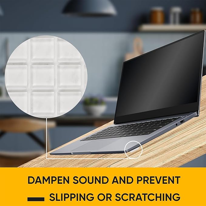 20 Clear Silicone Bumper Blocks – 1" x 1" Anti-Slip Pads for Cabinets, Glass Table Tops, and Chairs – Wall Protector & Soft-Close Noise Dampening Pads by Vellax