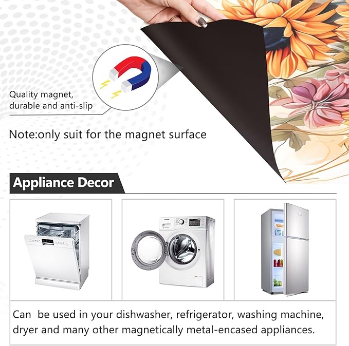 Sunflowers Pumpkins Thanksgiving Autumn Dishwasher Magnet Cover Sticker Magnetic Refrigerator Panel Front Door Fridge Microwave Decal Decorative
