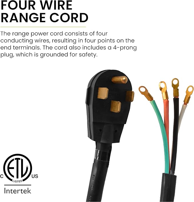 GoGreen Power (GG-27206) 6' 4-Wire Range Cord, 50 Amp, 6 Ft.