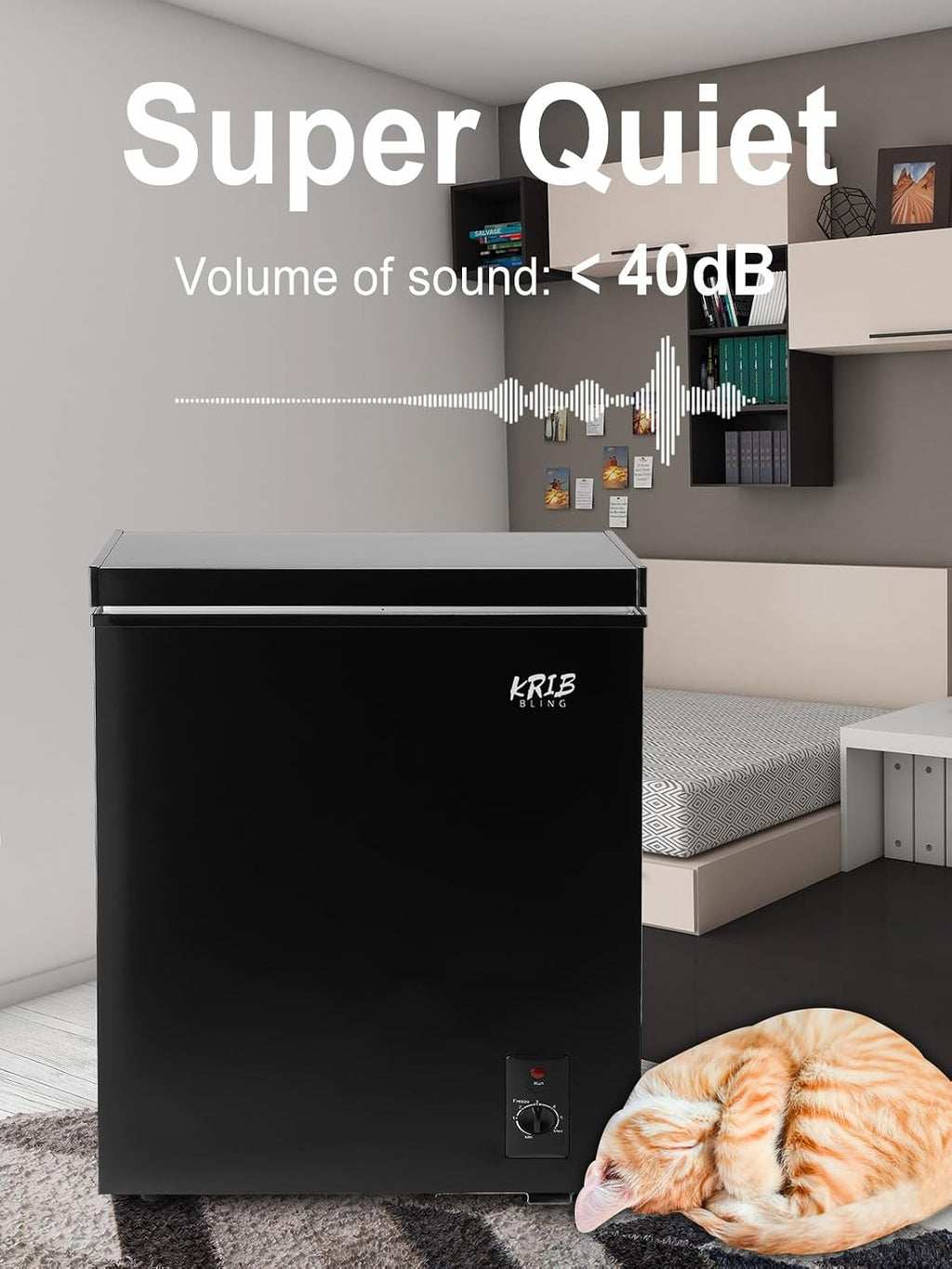 5.0 Cu.Ft Chest Freezer with 7 Gears Temperature Control(-16°F to -48°F), Deep Compact Freezer with a Removable Basket, for House, Kitchen, Garage, Basement, Shop, Black