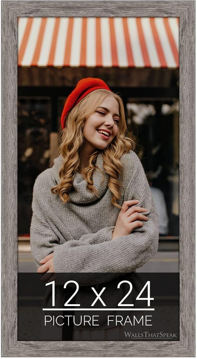wallsthatspeak 12x24 Gray Barnwood Picture Frame for Puzzles Posters Photos or Artwork