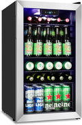 3.2 Cu.Ft Beverage Refrigerator with Compressor Cooling, 130 Can Glass Door Mini Fridge for Soda, Beer & Wine, Adjustable Shelves, Digital Temperature Control, for Home, Office & Bar