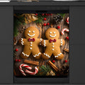 Christmas Gingerbread Men Candy Dishwasher Magnet Cover, Reusable Refrigerator Panel Stickers Microwave Front Door Covers Magnets for Kitchen Home Appliances Holiday Party Decorations 23 X 26 in