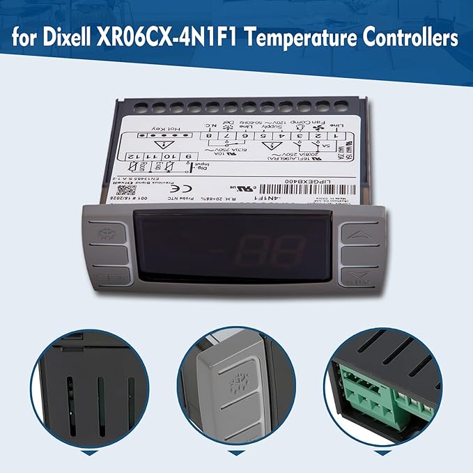 for Dixell XR06CX-4N1F1 Temperature Controller, Fit for 120V 50-60hz Commercial Refrigerators/Freezer,for Dixell Temperature Controller with Sensor Probe (4N1F1)