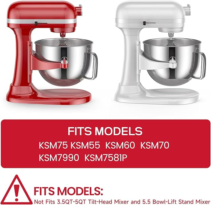 KitchenAid 7 Qt Bowl-lift Mixer - Stainless Bowl, Compatible with KSM70SKXXBK, Polished Steel with Extra Lid