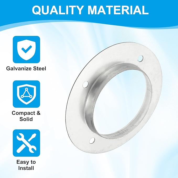 PATIKIL 2Pcs 4 Inch Duct Connector Flange, Metal Straight Pipe Exhaust Flange Duct Mounting Plate for Heating Cooling Ventilation HVAC System, Galvanize Steel