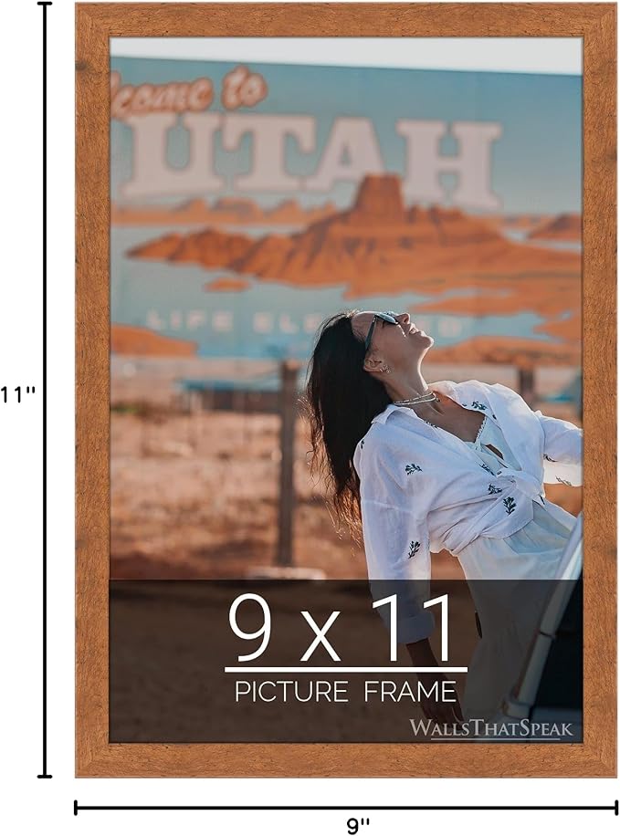 wallsthatspeak 9x11 Light Walnut Rustic Pine Picture Frame for Puzzles Posters Photos or Artwork