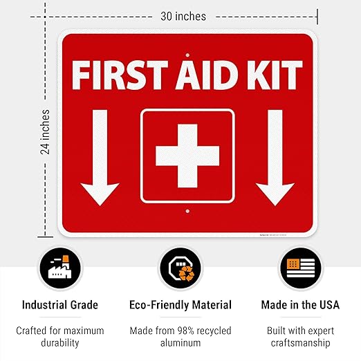 First Aid Kit Sign, (SI-1040) 24x30 Inches, 3M EGP Reflective .080 Aluminum, Fade Resistant, Made in USA