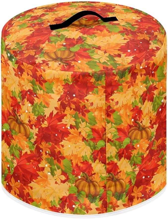 Insulated Pressure Cooker Appliance Dust Cover with Top Handle and Storage Pockets Kitchen Appliance Protector 6 Quart Rice Cooker, Thanksgiving Day Maple Leaf