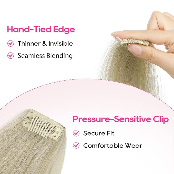 REECHO Clip in Hair Volumizer, Short Thick Clip in Hairpieces Adding Extra Hair Volume Extensions for Women with Thin Fine (Pearl Ash Blonde, 8 Inch(Pack of 2))