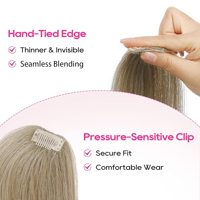 REECHO Clip in Hair Volumizer, Short Thick Clip in Hairpieces Adding Extra Hair Volume Extensions for Women with Thin Fine (Ash Blonde with Highlights, 8 Inch(Pack of 4))