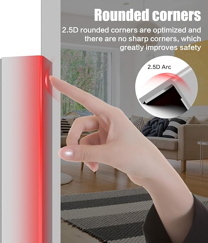 ‎Frychee Wall Corner Protector, Walls Edge Protector，Self-Adhesive Wall Corner Guards,PVC Double Side Edge Protector， Furniture Stairs Guard (Gray 2PCS 100cm/39.37in)