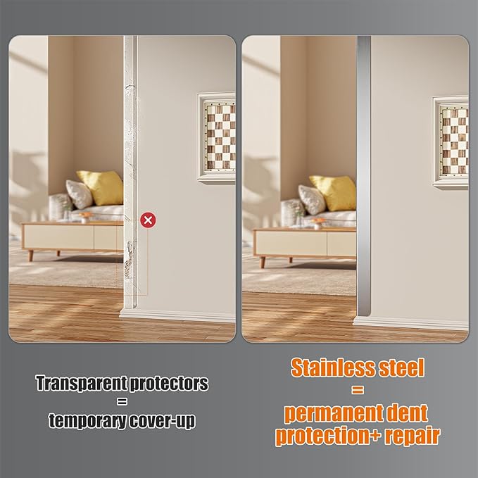 0.5x0.5x48 Inches 304 Stainless Steel Wall Corner Guards (10-Pack) Heavy Duty Rounded Corner Protector, Smooth Folded Edge Design for Wall Protection Stainless Steel Slab