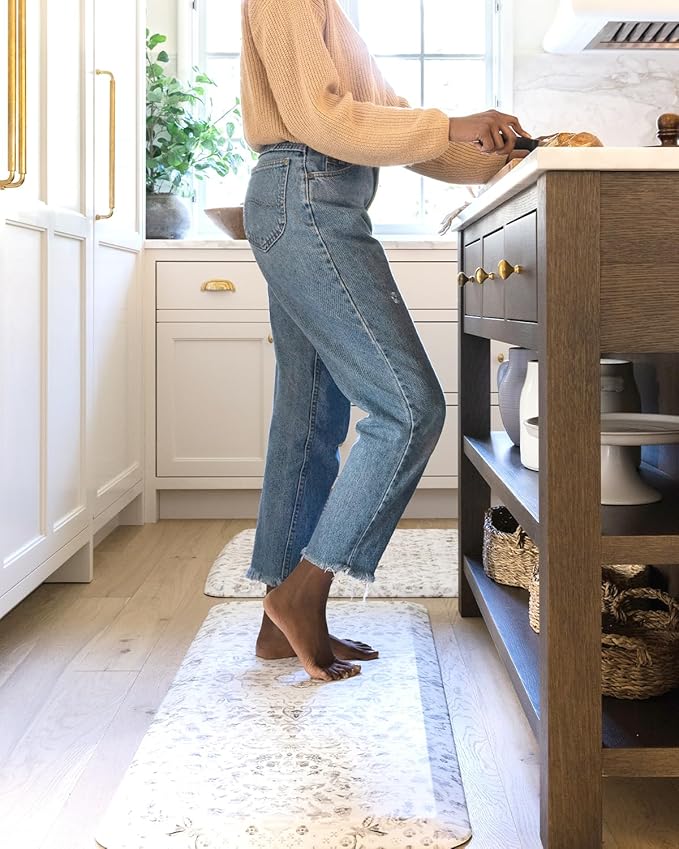 House of Noa Nama Standing Mat – Anti-Fatigue Cushioned Kitchen Mats for Floor | Ergonomic Bounce-Back Foam Kitchen Mats | Anti-Fatigue Mats for Kitchen & Standing | Emile Latte | 30" x 72"