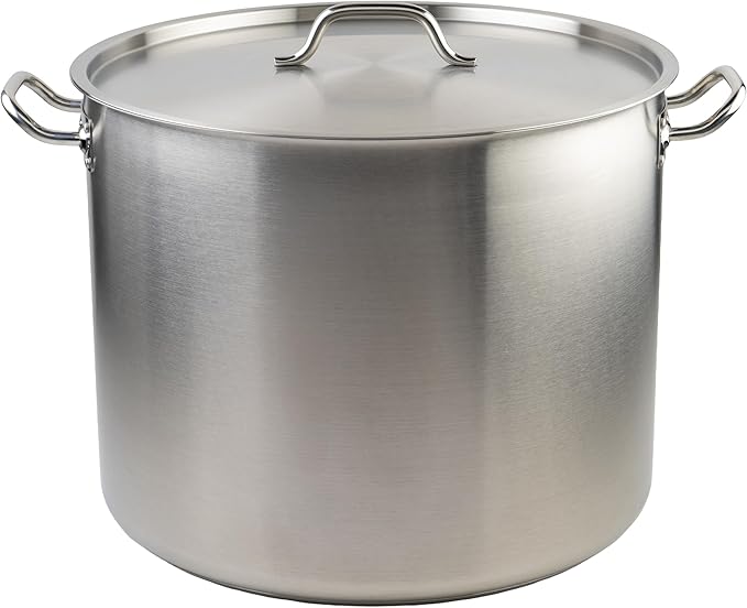 Winco Heavy-Duty Stainless Steel Stock Pot with Cover, 60 Quart