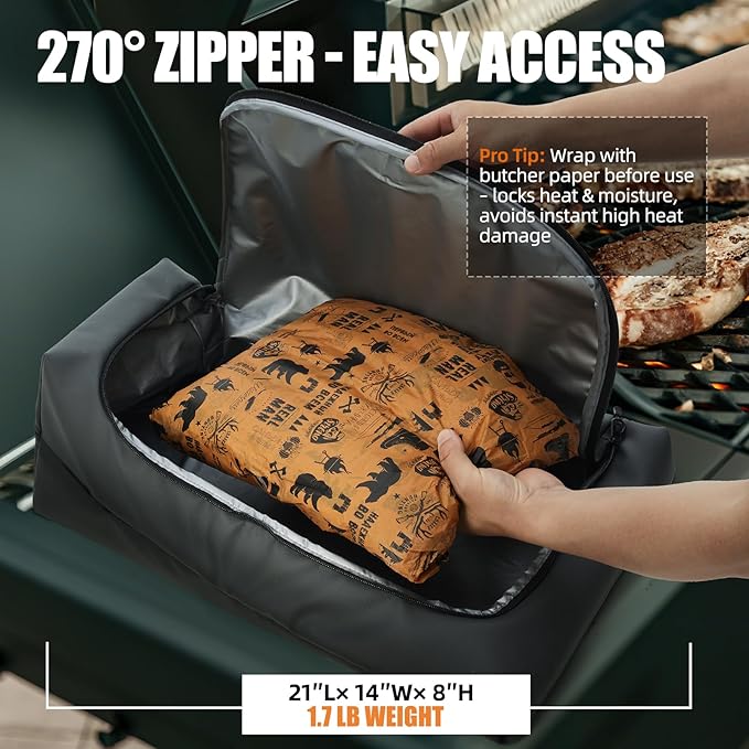 270° Opening BBQ Blanket for Resting Meat, Valentines Day Gift Meat Resting Bag, Leak-Proof Smoker Accessories, Grilling Gift for Briskets/Pork/Turkey - Anniversaries Birthday Gift for Men Him Dad