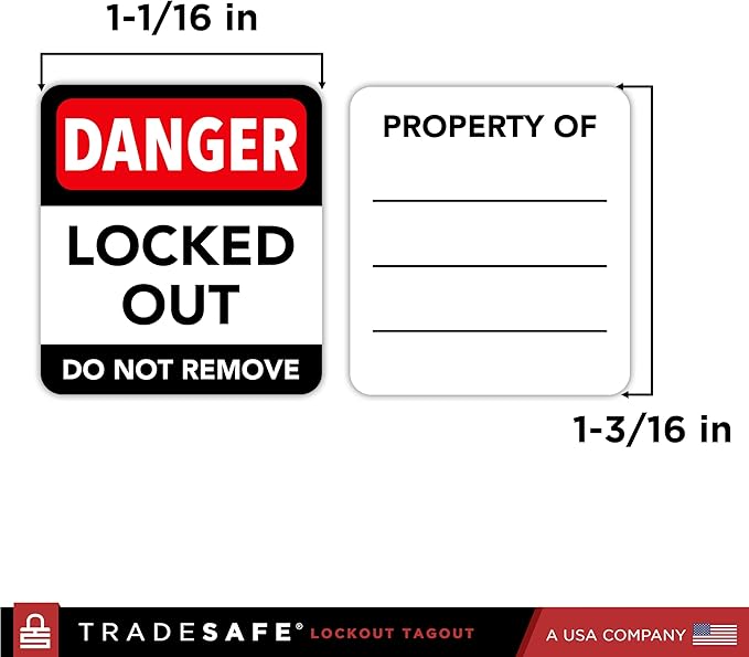 TRADESAFE Lockout Tagout Locks Label, 20 English Lock Out Tag Out Padlock Labels, Danger Locked Out Do Not Remove Loto Locks Stickers