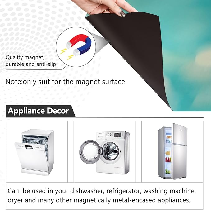 Flowers Teal Dishwasher Magnet Cover for Front Panel Magnetic Dishwasher Cover Decorative Refrigerator Magnet Covers Fridge Panel Decal for Kitchen Decor, 23" x 26"