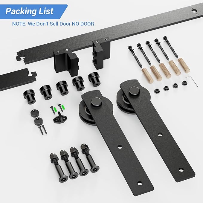 CCJH 6.6 Feet Heavy Duty Sturdy Sliding Barn Door Hardware Kit -Smoothly and Quietly -Easy to Install Fit 36"-40 Wide Door Panel (I Shape Hanger)