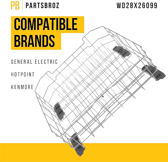 PartsBroz WD28X26099 Lower Dishrack Assembly - Compatible With General Electric Hotpoint Dishwasher - Replaces WD28X34744 AP6980564 PS12743260 WD28X21717 WD28X22506 WD28X24396 WD28X24478 WD28X25959