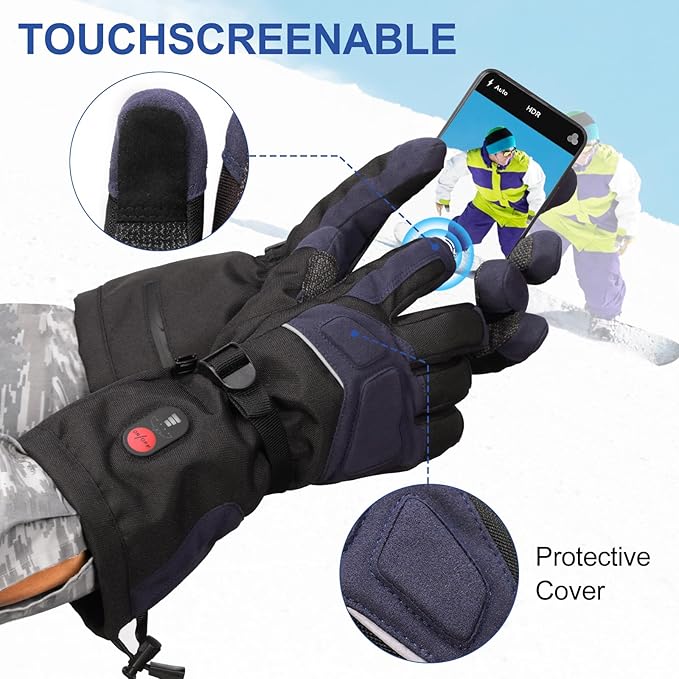 SNOW DEER Heated Gloves for Men Women - Rechargeable, Waterproof, Cut-Resistant with Touchscreen for Winter Outdoor Work Camping Warmer
