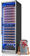 Wine Fridge 24 Inch-177 Bottle Wine Cooler Dual Zone Freestanding/Built-In with Upgraded Compressor, Low-Noise Wine Cellar & Intelligent Temperature Control