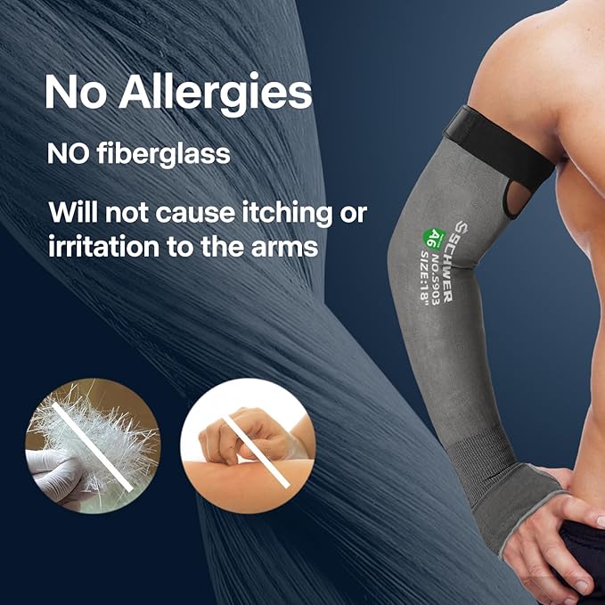 Schwer AIR-SKIN ANSI A6 Cut Resistant Arm Sleeves for Men&Women S903, 22in Non-PFAS Arm Protectors for High Risk Work, Arm Protectors for Thin Skin, Gardening Sleeves for Farming, Lightweight