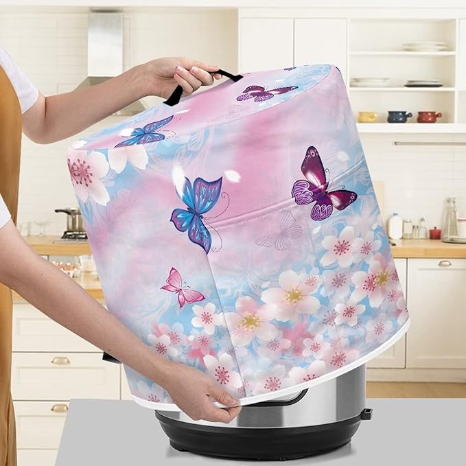 Cherry Blossom and Butterfly Print Appliance Cover Dust Cover for 6 Quart,Electric Pressure Cooker Rice cooker,Air Fryer and Crock Pot, Machine Washable