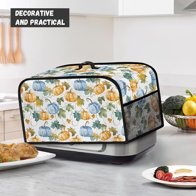 Pumpkin 6-8 Qt Slow Cooker Dust Cover for Fall Slow Cooker Cover Comfortable Dust Covers for Appliances with Handle and Pocket Gifts for Parents Friends Mother Holiday Decor