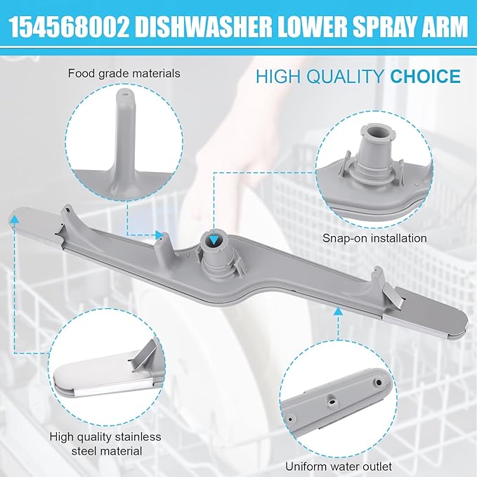 154568002 Dishwasher Lower Spray Arm for Frigidaire Kenmore Dishwashers 1545680 pw asm 5304517203 AP3958746 1196170 1542508 Dishwasher part 1543358 154414101 154250801 154250901 154281101
