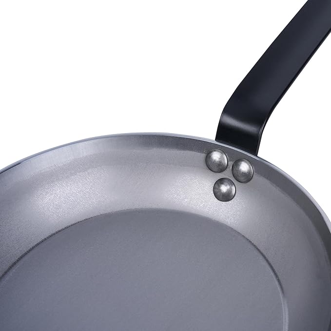 Restaurantware Met Lux 9 Inch Fry Pans, 6 No-Stick Frying Pans - Induction-Ready, Triple-Riveted, Silver Carbon Steel Cooking Skillets, Durable, For Searing, Sauteing, And Browning Food