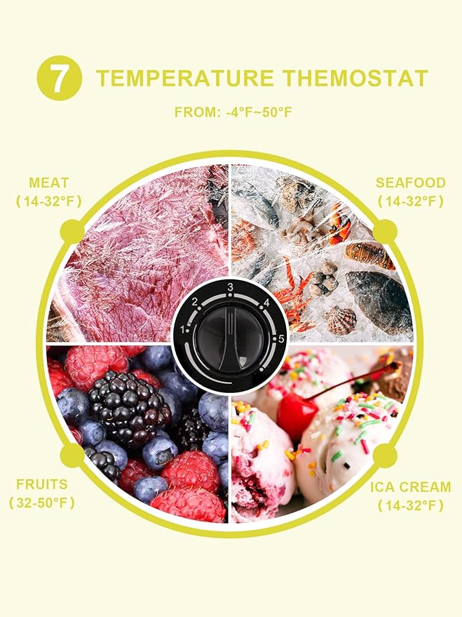 3.5 Cu.Ft Deep Compact Freezer with a Removable Basket, Chest Freezer 7 Gears Temperature Control(-18°F to -46°F), for House, Garage, Kitchen, Basement, Shop, Black