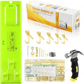 Picture Hanging Kit, Goodsnova Picture Hanging Tool with Level for Easy Marking Position, Including 218PCS Instaframe Hanging Kit with Hooks, Nails, Wires, Hammer for Art/ Photos (Green)